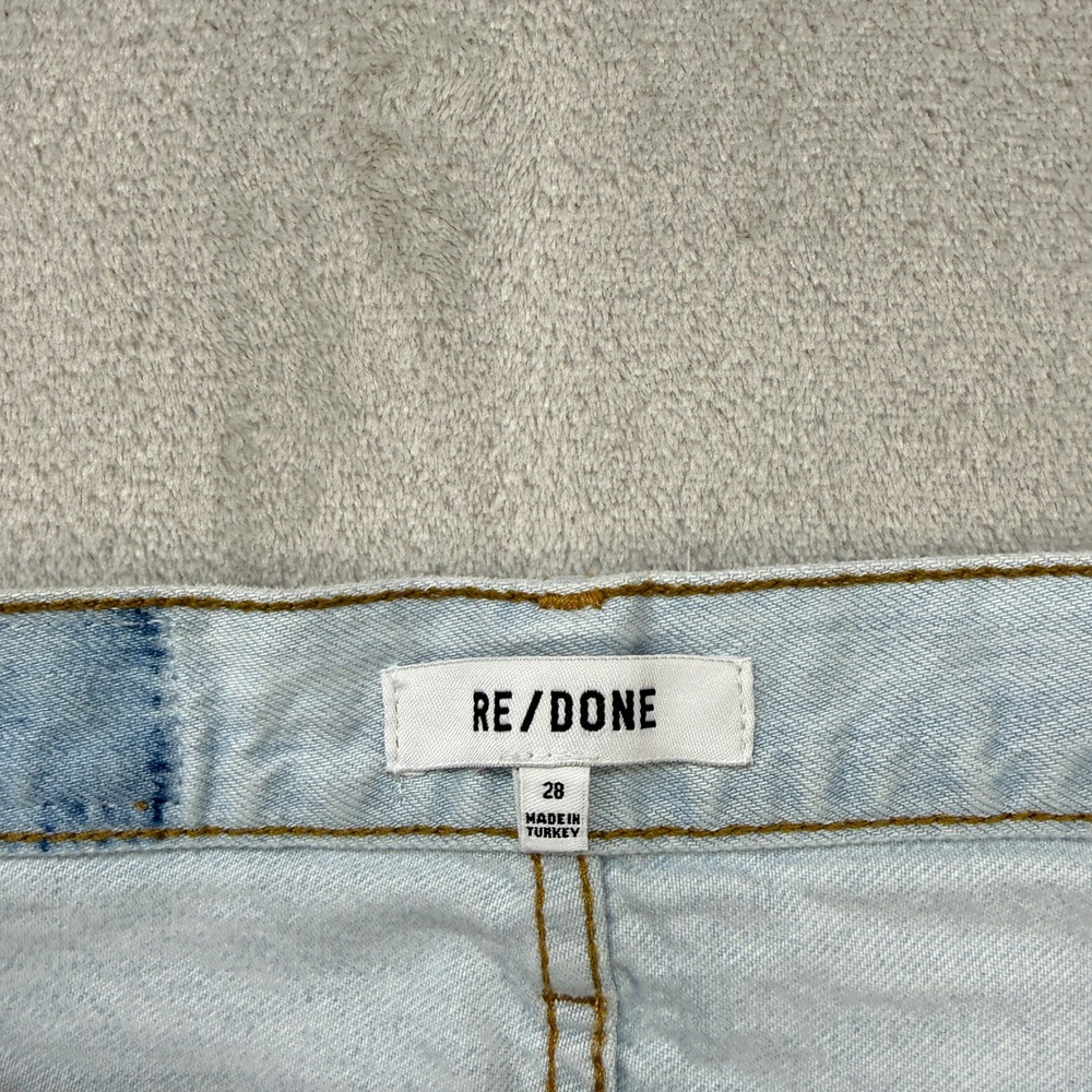 RE/DONE 90s High Rise Loose Jeans Womens 28 Light Blue Distressed Bleach Destroy - Picture 3 of 13